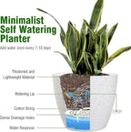 12/10/9 inch Large Self Watering Pots, Plant Pots with Mesh Drainage Holes for Indoor Outdoor Garden Plants, Flower Pots with Deep Reservoir, Set of 3 Plastic Planters, Specked White