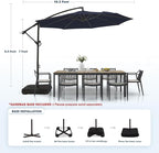 wikiwiki 10ft Patio Umbrella with Base Included, Outdoor Offset Cantilever Umbrella with Sandbag Base for Backyard, Garden and Pool, Easy to Tilt and Crank, Navy Blue