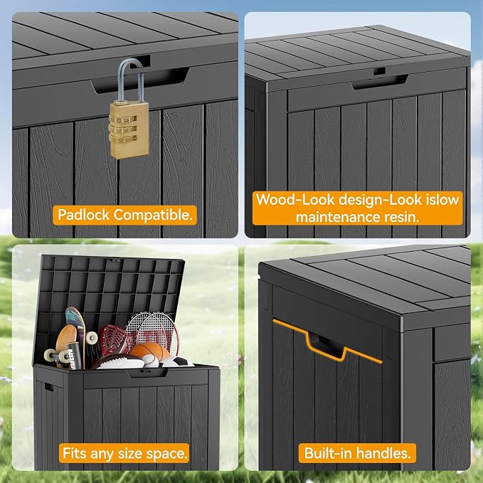 KAMABOKO Deck Box, 32 Gallon Resin Indoor and Outdoor Storage Boxes Waterproof - Image 6