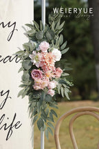 Artificial Flowers Swag Kit, 2 Pack, Romantic Pink Silk Wedding Arch Decor