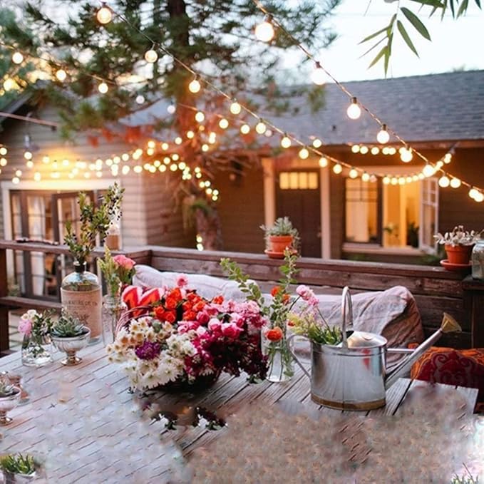 String Lights, 50ft Black G40 Globe Bulbs, Connectable