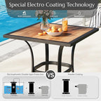 AECOJOY Outdoor Height Bar Table, 36'' Metal Frame Bar Table Bistro Square Table with Wooden Top, High Top Outdoor Pub for Patio Garden Lawn Poolside, Brown