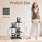 LASZOLA 3 Tier Plant Stand Indoors Outdoors for Large Heavy Duty Planter, Black Metal Tall Flower Holder Rack with Multiple Shelf for Modern Patio Corner, Vertical Organizer, Weather Resistant Bracket