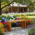 Tangkula Patio Acacia Wood Bench, 36” Outdoor All-Slat Wood Bench - Image 4