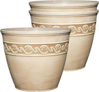 Classic Home and Garden Corinthian Round Planter, 8", Desert Tan (3 Pack)