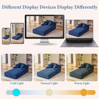 78.7" Chaise Lounge Chair Indoor, Oversized Boneless Couch Comfy Upholstered Sleeper Sofa Bed with 3 Pillows, Corduroy Cloud Reading Chair for Living Room No Assembly Required, Blue
