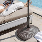 wikiwiki 80 Lbs HDPE Round Patio Umbrella Base, Weighted Umbrella Stands Fits 1.5-1.9in Poles for Garden, Lawn, Deck, Backyard & Pool, Brown