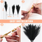 Artificial Pampas Grass Stems, 8 Pack 35 Inch Black Silk Plumes