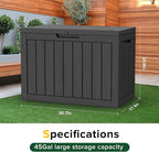 45 Gallon Outdoor Deck Box, Lockable Waterproof Outdoor Storage Boxes For Garden Tools,Indoor Cushions,Accessories Outside Storage Resin Weatherproof Container(Black)