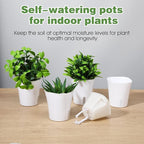 20 Pcs 3 Inch Self Watering Pots for Indoor Plants, White Plastic Self Watering Planters with Wicking Rope Visual Water Level & Vent Holes for Succulents, Flowers Indoor Outdoor