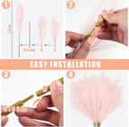 Artificial Pampas Grass Stems, 8 Pack, 35 Inch Pink Silk Plumes