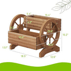 Wooden Wagon Planter Outdoor Flower Cart with Wheels Garden Planter, Decor Planter for Patio Balcony Decoration Succulent Flower Pot for Indoor Backyard Balcon Yard Decor planters (Brown)