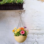 8 Pack 8 Inch Plastic Self Watering Hanging Planters,Colorful Hanging Basket Planter with Drainer and Metal Chain,Garden Flower Plant Pot Container for Indoor Outdoor Plants,8 Colors