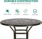 VIVIJASON 3-Piece Patio Swivel Bar Stools Set, All Weather Cast Aluminum Outdoor Bar Height Bistro Set with 2 Cushioned Bar Chairs & 38.5" High Bar Table w/Umbrella Hole for Backyard, Lawn, Garden