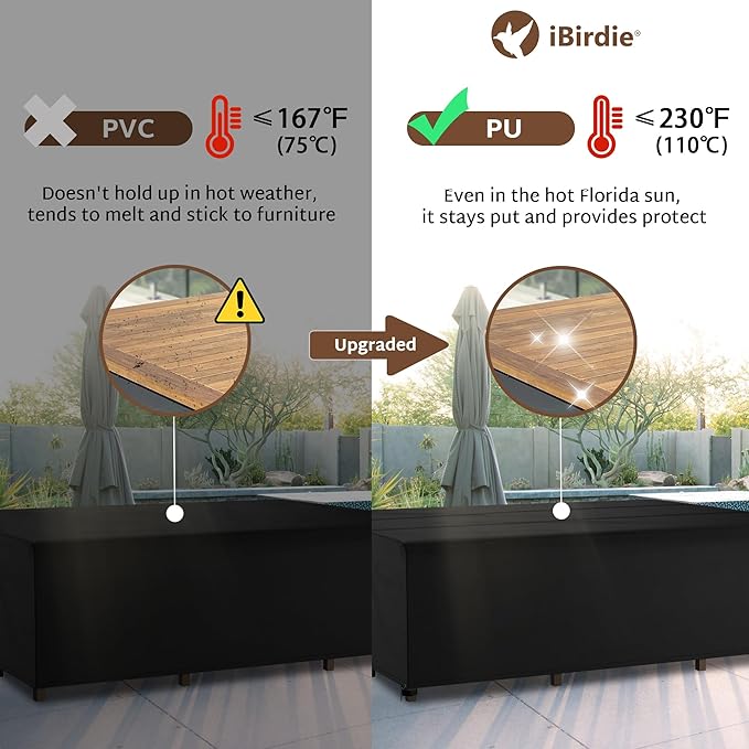 iBirdie Outdoor Patio Furniture Set Covers 140 x 76 inch fit 6 x 11 ft - Image 4