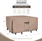 ULTCOVER Square Patio Heavy Duty Table Cover - 600D Tough Canvas Waterproof Outdoor Dining Table and Chairs General Purpose Furniture Cover Size 62 inch