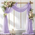 Outdoor Curtain Lilac Chiffon Wedding Arch Drape, 2 Panels 30 x 18 ft