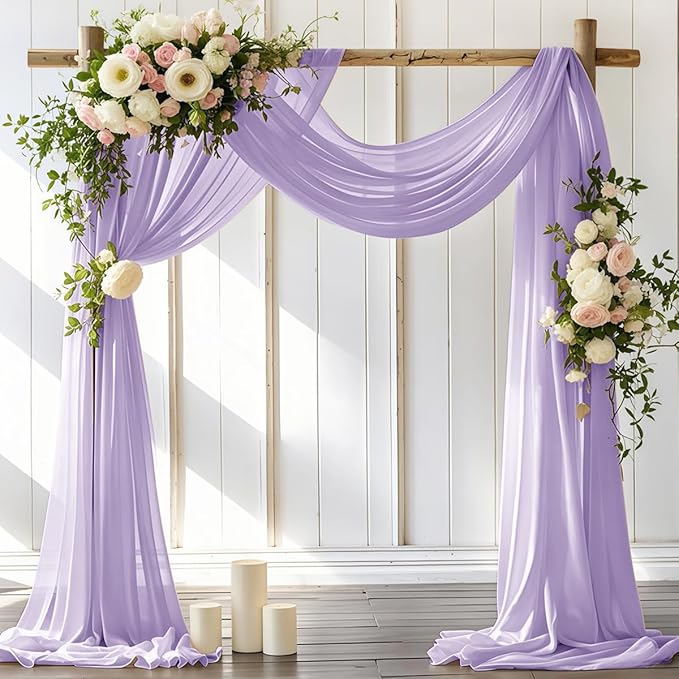 Outdoor Curtains Lilac Sheer Chiffon Wedding Arch Drape, 30 in x 18 ft Panel