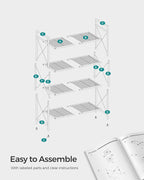 SONGMICS 4-Tier Metal Storage Rack, Shelving Unit with X Side Frames, Dense Mesh, 12.6 x 31.5 x 44.3 Inches, for Entryway, Kitchen, Living Room, Bathroom, Industrial Style, Ink Black UBSC184B01