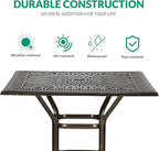 VIVIJASON 5-Piece Bar Height Patio Dining Set, Rust-Free Cast Aluminum Outdoor Table and Chairs Set with 4 Swivel Bar Stools, Cushions & 35.4" High Bar Table w/Umbrella Hole for Deck, Lawn, Garden