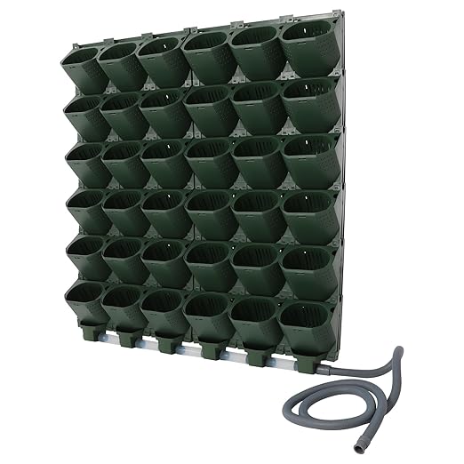 Self Watering Planters with Timer and Rain Sensor, 36-Pocket Wall Mounted Vertical Garden System - Automatic Drip Irrigation Kit for Indoor Outdoor Balcony, Grow Herbs Vegetables Flowers