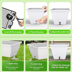 8 Pack 24 Inch Window Planter Box, White Large Plastic Rectangle Flower Planter Boxes with Water Absorbing Net Indoor and Outdoor Flower Pots for Windowsill, Balcony, Patio, Porch (White, 24 Inch)