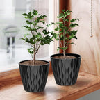 6 Pack 7 Inch Indoor Plant Pots with Drainage Holes, Outdoor Plastic Decorative Flower Pots, Garden Planters with Tray Saucers for Orchids, Violets, Succulents, Herbs, and Other Plants