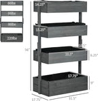 Outsunny Vertical 4 Tier Raised Garden Bed, Wooden Planter Box, Self-Draining with Bed Liner for Indoor Outdoor Flowers, Vegetables and Herbs, Gray