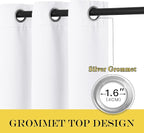 NICETOWN White Room Darkening Curtain 63 inches Long for Living Room - Grommet Solid Thermal Insulated Grommet Light Blocking Window Treatment for Bedroom (1 Panel, W46 x L63)