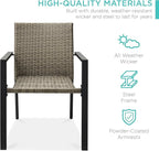 Best Choice Products Set of 2 Stackable Outdoor Wicker Dining Chairs All-Weather Firepit Armchair w/Armrests, Steel Frame for Patio, Deck, Garden, Yard - Taupe