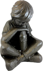 Emsco Group 92225 Boy Statue – Natural Appearance – Made of Resin – Lightweight – 16” Height Garden, BRONZE