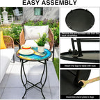 Fashion&cool Patio Side Table, 14 Inch Weather Resistant Metal Side Table, Small Round Outdoor End Table Accent Side Table for Patio Yard Porch Balcony Garden Bedside Plant Stand Indoor Outdoor