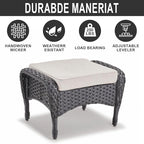 Belord Outdoor Ottomans for Patio Foot Rest - 25 Inch PE Wicker Foot Stool Set of 2 with Removable Cushions for Patio Furniture Sets,All Weather Rattan Ottoman for Balcony Deck Backyard Black