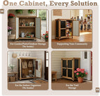 Outdoor Storage Cabinet Waterproof with Shelves, Storage Box with Lockable Doors, Wood & Metal Patio Yard Pool Garden Storage Cabinet Organizer, Gifts for Women Men