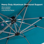 PURPLE LEAF 9' X 11' Patio Umbrella Outdoor Rectangle Umbrella Large Cantilever Umbrella Windproof Offset Heavy Duty Sun for Garden Deck Pool Patio, Turquoise Blue