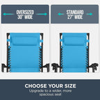 Best Choice Products 30” Wide Folding Zero Gravity Outdoor Recliner Patio Lounge Chair w/Adjustable Canopy Shade, Headrest, Side Accessory Tray - Light Blue