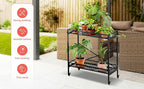 Zhongma 2 Tier Sturdy Metal Plant Stand with Wheels, 36.6x16x39.4 Inch High, Heavy Duty Succulent Shelf for Home Indoor and Outdoor, 440 LBS Capacity & Heavy Duty Construction