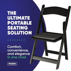 SIMPLEX 8 Black Resin Stackable Folding Chair - Comfortable Black Foldable Chair - Folding Chairs with Padded Seats - Indoor/Outdoor Folding Chairs for Events - Lightweight Foldable Chairs (8 Pack)