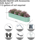 Garden Box Raised Flower Bed Galvanized Metal Planter Round Raised Garden Bed Kit for Gardening Outdoor 1PC Green 8X2X1FT