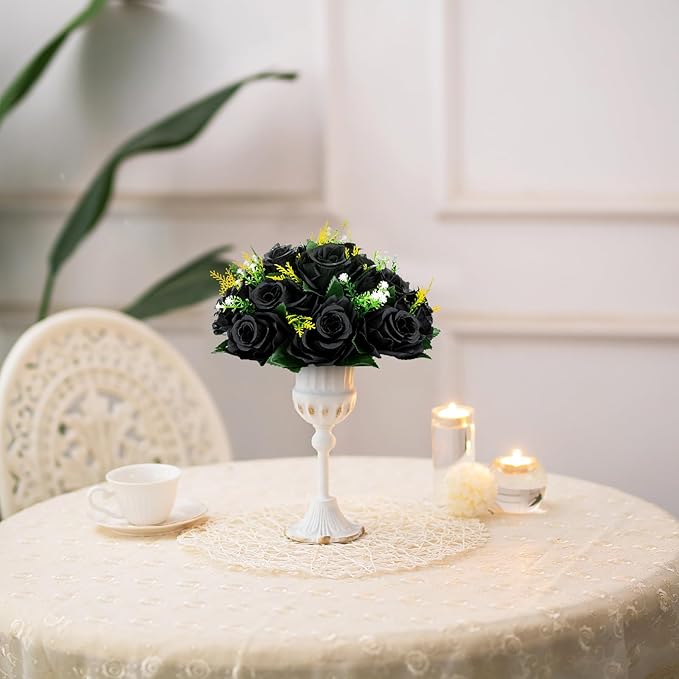 Artificial Rose Flower Balls 10 Pcs Black Silk Wedding Centerpieces