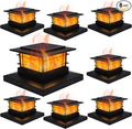 Dynaming 8 Pack Solar Post Cap Lights Outdoor with Flickering Flame Light, Fence Post Solar Lights Fit for 4x4 5x5 6x6 Vinyl/Wooden Posts, High Brightness SMD LED Lighting Decor for Garden Deck Patio