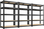 REIBII 2400LBS Storage Shelves 5 Tier Garage Shelving Heavy Duty Adjustable Garage Shelves, Utility Rack Shelf, Shelving Units for Storage Warehouse Pantry Closet, 35.5" W x 11.9" D x 72" H, 3 Pack