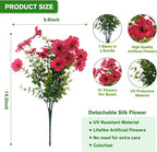 Artificial Flowers for Outdoor,Silk Flowers No Fade Fake Plastic Flowers UV Resistant Faux Plants for Outdoors Outside Front Porch Hanging Planter Window Box Garden Home Decoration,13 Pack(Rose)