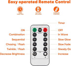 Indoor String Lights, Battery Powered Orange LED, 65.6 Ft Remote Control