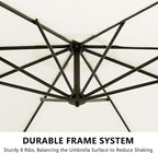 VECELO 10ft Offset Patio Umbrella, Cantilever Umbrella, Hanging Outdoor Umbrellas with 8 Ribs, Market Umbrella w/UV Protection Waterproof for Market/Backyard/Pool/Garden/Lawn, Handy Crank&Cross Base