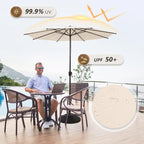 Abba Patio 11FT Lyon Outdoor Patio Umbrella Outdoor Table Umbrella with Push Button Tilt and Crank Market Umbrella 8 Sturdy Ribs UV Protection Waterproof for Garden Deck Backyard Pool Beige