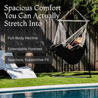 Hanging Hammock Chair Swing – Hanging Chair Outdoor & Indoor - Hammock Swing Chair – Quick & Easy Setup with Hardware Kit – Durable & Spacious Full Body Support – Holds 440 Lbs