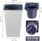 2 Pack Self Watering Planters 10.7" x 6.9" Planter for Indoor Plants White Self Watering Violet Pots Plastic Flower Pots Square Planter with 3D Wallpaper Pattern