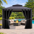 Water Proof Outside Curtains with Grommet Top for Porch, W52 x L120 Thermal Insulated Washable Light Block Outdoor Divider Drapes for Patio Gazebo Deck Pool Area Pergola Cabana (Black, 2 Panels)