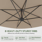 Aoxun 11 FT Cantilever Umbrella with Base Included, Patio Large Aluminum Offset Umbrella Windproof with 360°Rotation, Heavy Duty Frame for Outdoor, Pool, Deck and Garden